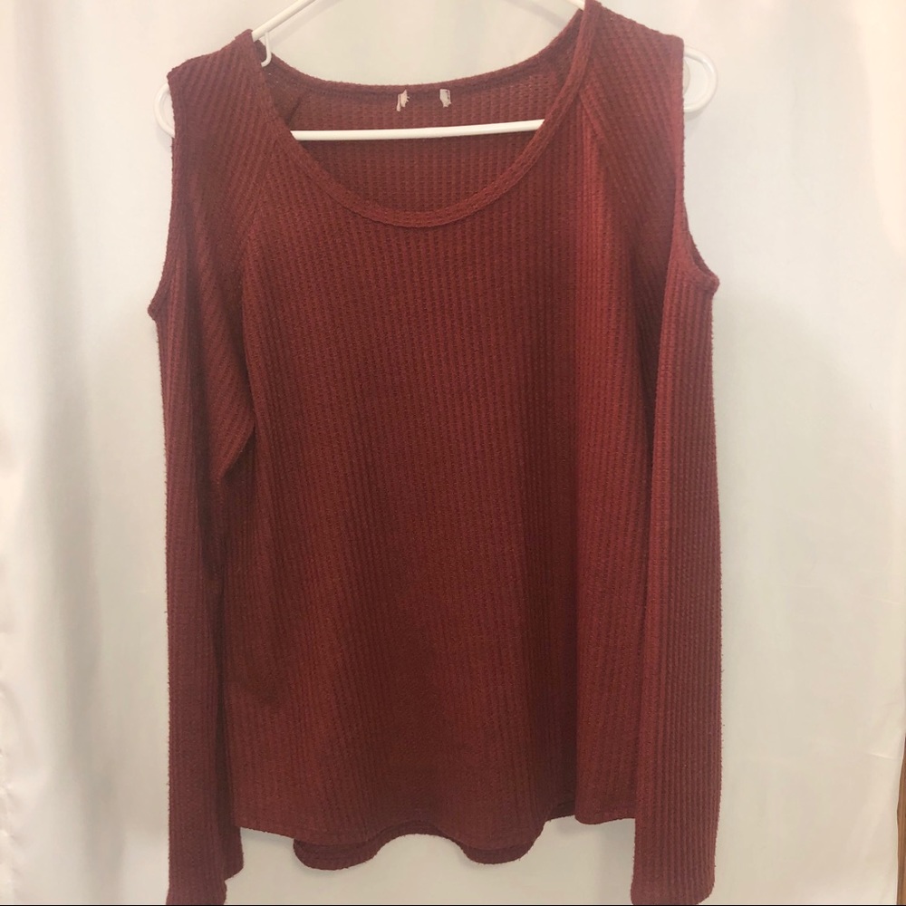Red long sleeve cold shoulder medium